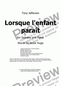 page one of Lorsque l’enfant paraît