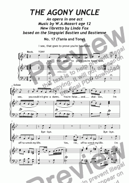 page one of THE AGONY UNCLE part 16 Recit 17 "I See, that goes to prove you're heartless" & Duet 18 "These were the token" 