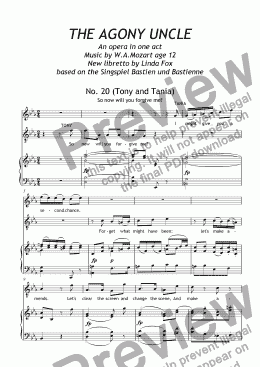 page one of THE AGONY UNCLE part 18. Duet 20 "So now will you forgive me" and Finale 21 "Gentle Reader, here's a happy ending"