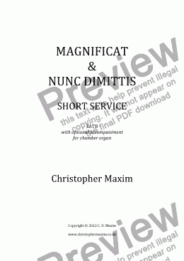 page one of Magnificat & Nunc Dimittis (Short Service)