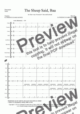 page one of The Sheep Said, Baa (PERCUSSION SCORE)