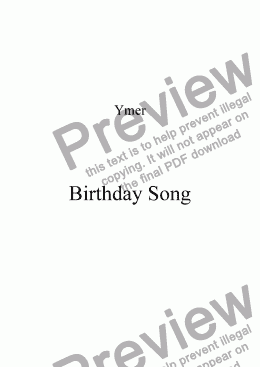 page one of Birthday Song