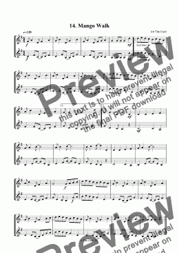 page one of Mango Walk - Trumpet Duet.