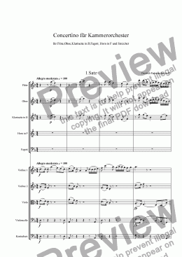 page one of Concertino für Kammerorchester