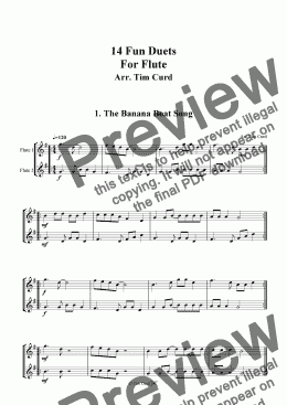 page one of The Banana Boat Song - Flute Duet