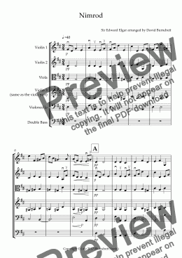 page one of Nimrod (from the Enigma Variations) For String Orchestra