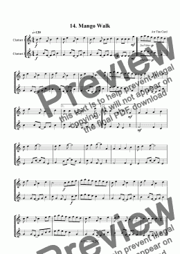 page one of Mango Walk - Clarinet Duet.