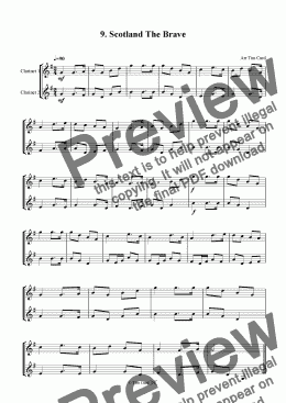 page one of Scotland The Brave - Clarinet Duet.