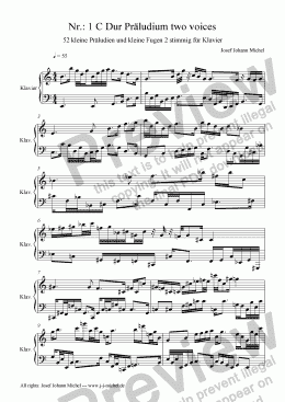 page one of Nr.: 1 C Dur Präludium two voices