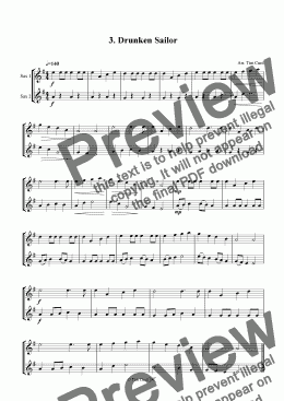 page one of Drunken Sailor - Saxophone Duet