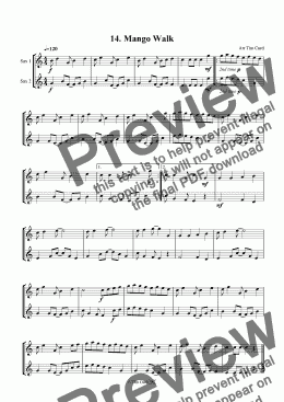 page one of Mango Walk - Saxophone Duet.