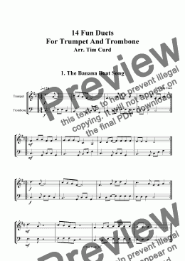 page one of The Banana Boat Song - Trumpet And Trombone Duet.