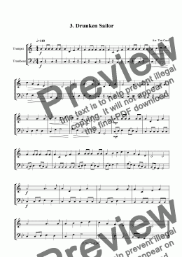 page one of Drunken Sailor - Trumpet And Trombone Duet.