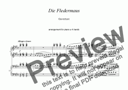 page one of J. Strauss II - DIE FLIDERMAUS - Ouverture - piano 4 hands