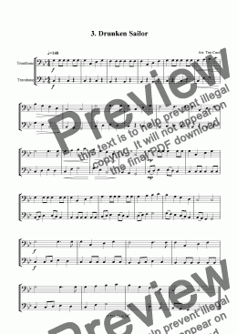 page one of Drunken Sailor - Trombone Duet.