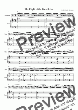 page one of The Flight of the Bumblebee for Trombone with Piano Accompaniment