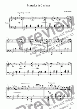 page one of Mazurka in C minor