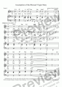 page one of Responsorial Psalm - Assumption of the Blessed Virgin Mary - LOWERED