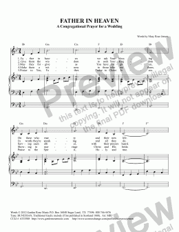 page one of Father in Heaven - A Congregational Prayer for a Wedding (BUNESSAN) with organ accompaniment