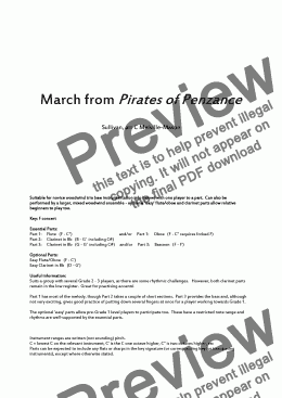 page one of March from Pirates of Penzance (Fl/Ob, Cl, Cl/Bsn plus opt Easy Fl/Ob & Easy Cl)