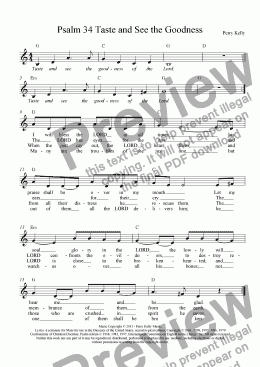 page one of Psalm  34 Taste and See - psalm for Aug. 26th 