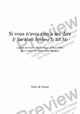 page one of Si vous n’avez rien à me dire (A. Jacques / Victor Hugo)