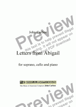 page one of Letters from Abigail  for soprano, cello and piano