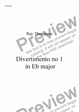 page one of Divertimento in Eb (in a classical style) Movts 1 Andante/Allegro(Blaydon Races) and Movt 2 Andante (Cliffs of Old Tynemouth