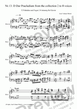 page one of Nr.13: D Dur Praeludium from the collection 2 to 8 voices