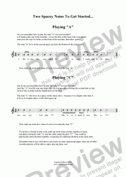 page one of Two spacey notes: A and C