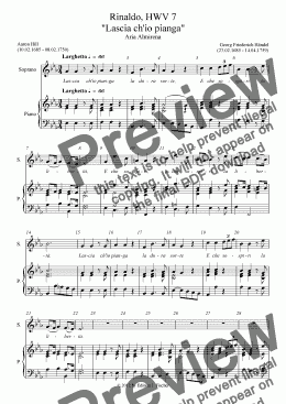 page one of Rinaldo, HWV 7 "Lascia ch’io pianga"