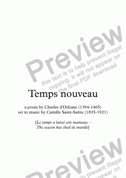 page one of Temps nouveau (C. Saint-Saëns / Charles d'Orléans)