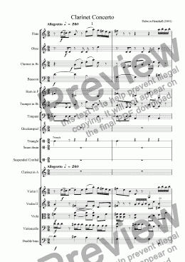 page one of Clarinet Concerto - I (Full Score) solo part for in B flat