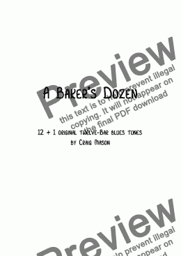 page one of A Baker’s Dozen (12 bar blues heads/lead sheet)