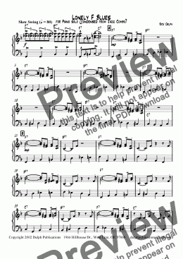 page one of Lonely F Blues (Piano Solo)