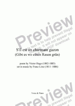 page one of S’il est un charmant gazon (Liszt / Victor Hugo)