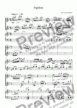 page one of Butterfly (juvenilia, flute duet + piano)