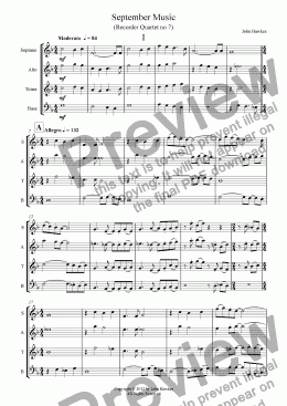 page one of Recorder Quartet no 7 (September Music)