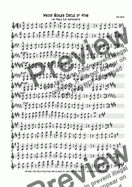 page one of Major Scales Circle of 4ths for Treble Clef Instruments