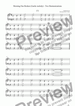 page one of Morning Has Broken (Gaelic melody) 2 Harmonizations for SATB