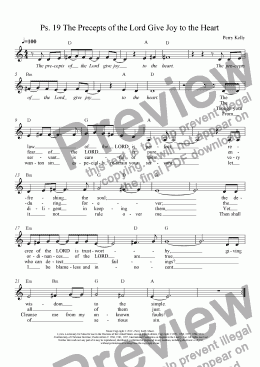 page one of Psalm  19 The Precepts of the Lord Give Joy to the Heart