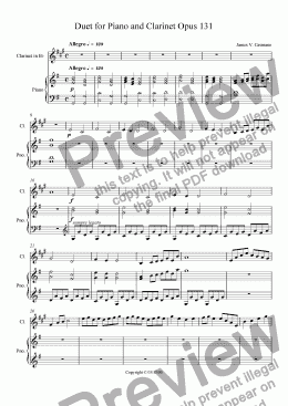 page one of Duet for Piano and Clarinet Opus 131