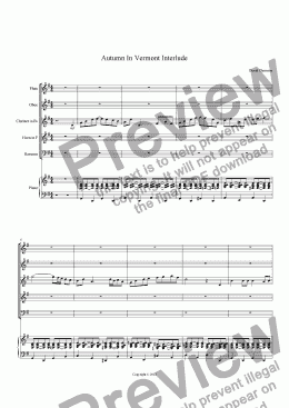 page one of Autumn In Vermont Interlude - an arrangement for wind ensemble