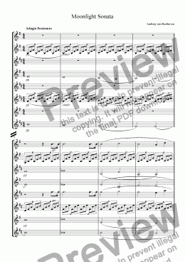 page one of Moonlight Sonata - Quasi una fantasia - Piano Sonata No. 14 in C# Minor - Clarinet Choir