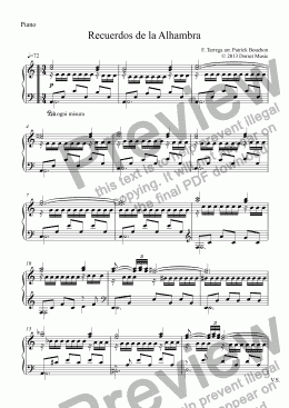 page one of Recuerdos de la Alhambra (Piano)