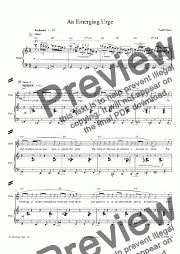 page one of Emerging Urge, An [piano-vocal solo-TTBB]