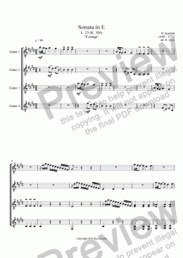 page one of Sonata in E, K. 380 (Quartet)