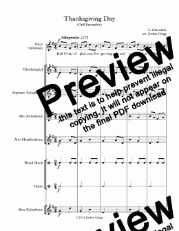 page one of Thanksgiving Day (Orff Ensemble)