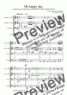 page one of Oh happy day - Brass Quartet