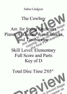 page one of The Cowboy for String Orchestra